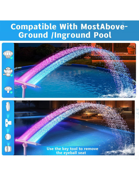Fuente de piscina solar Pallyou con luces LED 10 colores