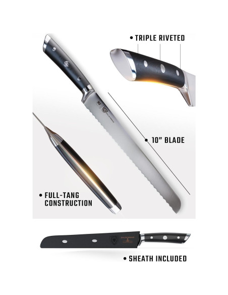 Cuchillo de Pan Serrado Dalstrong 25.4 cm Acero Alemán