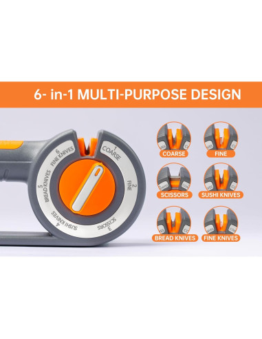 Afilador de cuchillos 6 en 1 Fyctio - Cerámica y Tungsteno