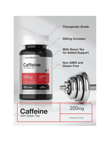 Píldoras de Cafeína Horbach 200mg con Té Verde - 200 Tabletas