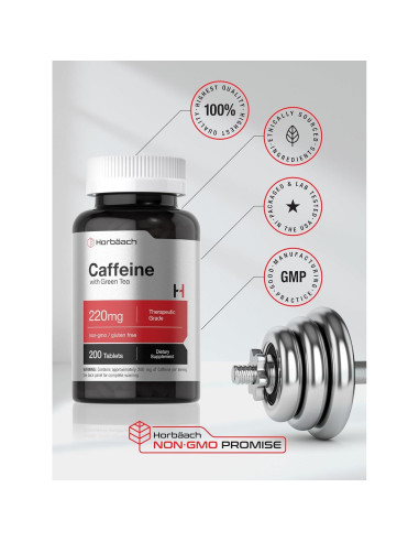 Píldoras de Cafeína Horbach 200mg con Té Verde - 200 Tabletas