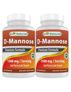 D-Mannose 1500 mg Mejores Naturales 120 Cápsulas Paquete 2