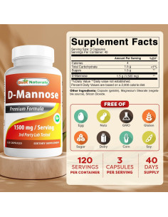 D-Mannose 1500 mg Mejores Naturales 120 Cápsulas Paquete 2 2