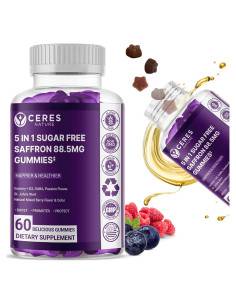 Gomas de Azafrán Premium 88.5mg Ceres Nature - Control de Apetito, Salud Ocular y Energía - 60 Unidades