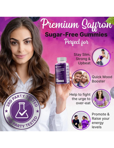 Gomas de Azafrán Premium 88.5mg Ceres Nature - Control de Apetito, Salud Ocular y Energía - 60 Unidades