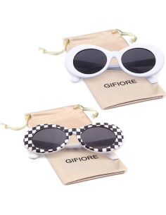 Gafas de Sol Retro Ovaladas GIFIORE UV400 Unisex - Paquete de 2 2