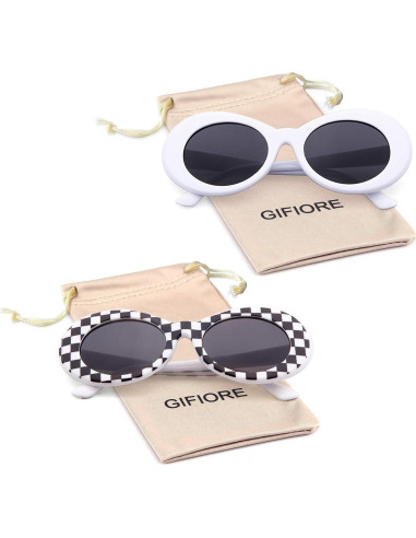 Gafas de Sol Retro Ovaladas GIFIORE UV400 Unisex - Paquete de 2
