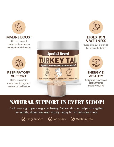 Hongo Cola de Pavo Orgánico Special Breed 60g - Suplemento para Perros y Gatos