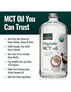 Aceite MCT Orgánico Natural Force 907g - Botella de Vidrio 2