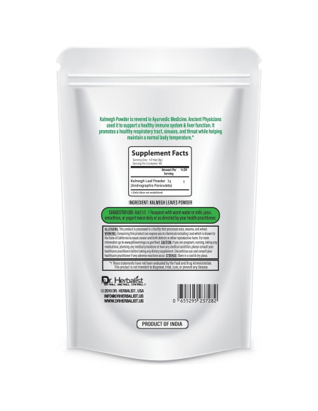 Polvo de Kalmegh 200g Dr. Herbalista - Suplemento Inmunológico