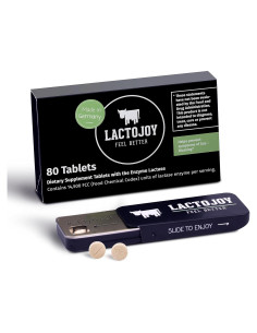 LactoJoy Pastillas de Lactasa 14,500 FCC - 80 Piezas - Sin Aditivos