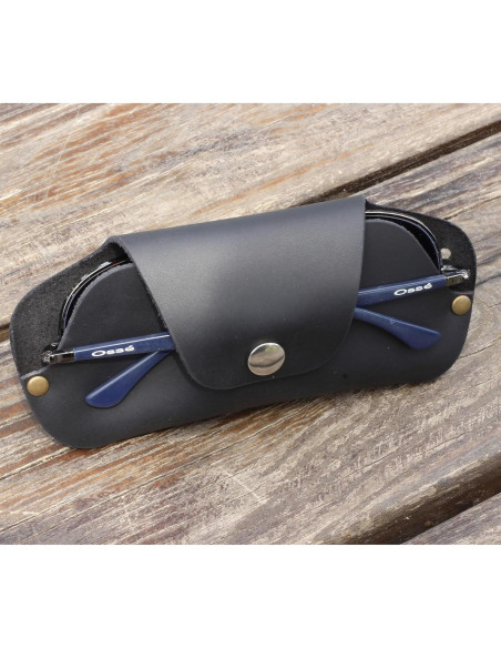 Estuche de Gafas de Cuero Genuino Toprank - Delgado y Ligero