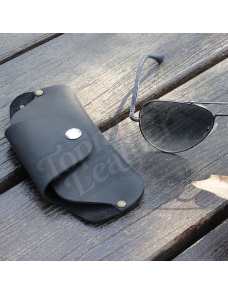 Estuche de Gafas de Cuero Genuino Toprank - Delgado y Ligero