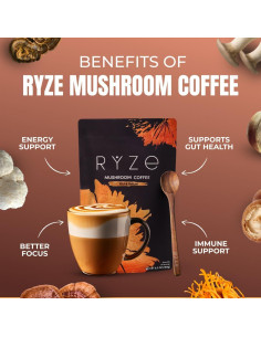 Café de Champiñones Tostado Oscuro RYZE 178.6g - Energía y Enfoque 2