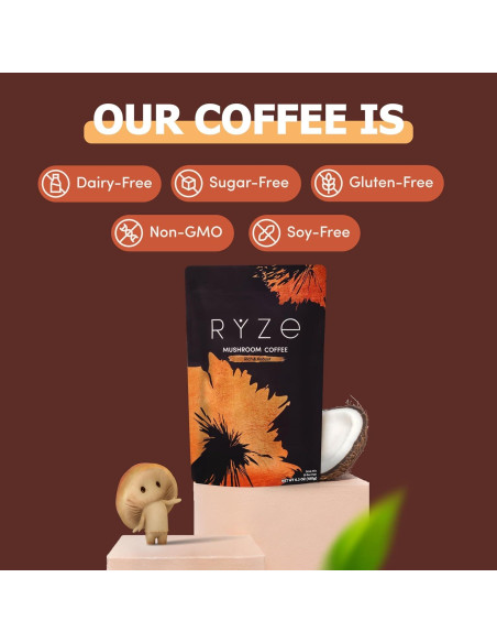 Café de Champiñones Tostado Oscuro RYZE 178.6g - Energía y Enfoque