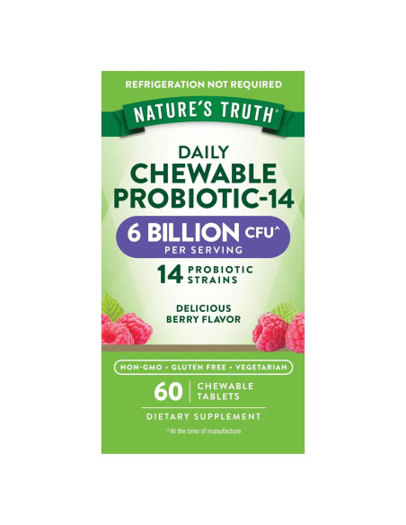 Probiotico Masticable Verdad de la Naturaleza 60 Conteo 6 Mil Millones CFU