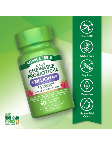 Probiotico Masticable Verdad de la Naturaleza 60 Conteo 6 Mil Millones CFU