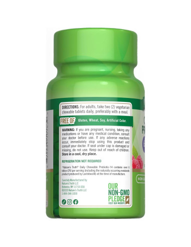 Probiotico Masticable Verdad de la Naturaleza 60 Conteo 6 Mil Millones CFU