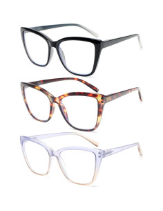 Gafas de lectura DXYXYO para mujeres, 3 pares, bloqueo luz azul 2