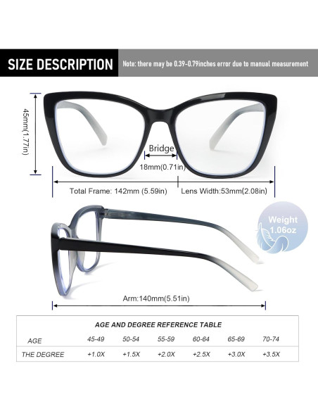 Gafas de lectura DXYXYO para mujeres, 3 pares, bloqueo luz azul