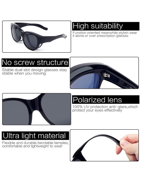 Gafas de sol polarizadas Face Shadow para usar sobre gafas UV400 Gafas de sol polarizadas Face Shadow para usar sobre gafas UV400