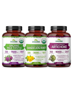 Extracto de Alcachofa y Cardo Lechoso Zazzee 90 Cápsulas