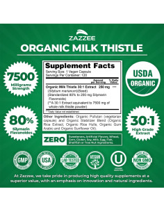 Extracto de Alcachofa y Cardo Lechoso Zazzee 90 Cápsulas 2