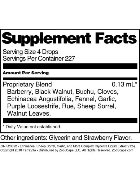 Extracto Líquido Glicerita Complejo TerraVita 28.35 g Sabor Fresa