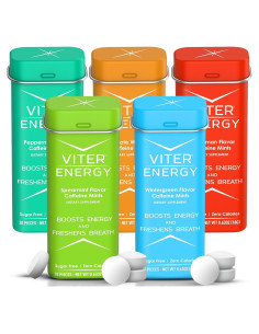 Mentas de Cafeína Viter Energy 40mg - Sin Azúcar, Vegano, 20pcs