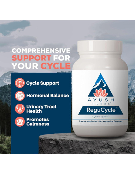 Suplemento Ayush Herbs Regu-Cycle 60 Cápsulas Vegetarianas - Equilibrio Hormonal Femenino