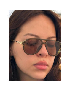 Gafas de Sol AIEYEZO Aviador Retro UV400 Marrón Claro 2