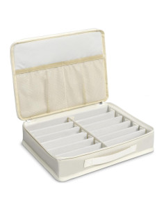 Estuche Organizador de Gafas Bukere Beige, 12 Compartimentos Ajustables