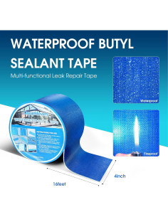 Cinta de Sellado Butílica Impermeable Azul 10.16 cm x 4.88 m 2