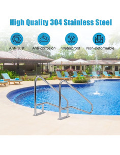 Barandilla de Piscina GarveeLife Acero Inoxidable 139.7x81.3cm 2