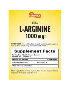 Cápsulas de L-Arginina 1000mg Sundance | 60 Unidades | Suplemento Sin OGM 2