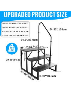 Escalera de paso Aysiofdy 3 peldaños antideslizante 300 kg 2