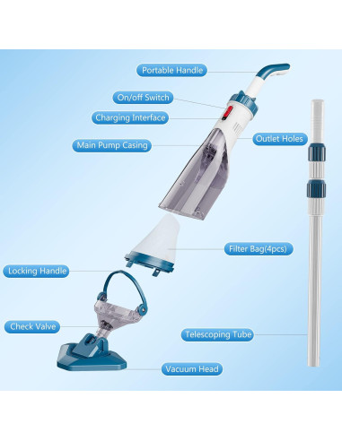 Aspiradora de Piscina Portátil Enhulk EHT21001-L20 70L/min