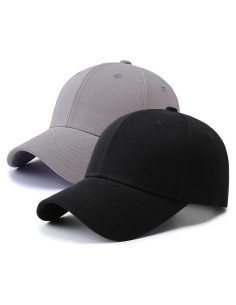 Gorra de Béisbol PFFY Unisex Ajustable 2 Paquetes Gris/Negro