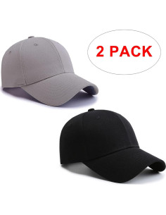 Gorra de Béisbol PFFY Unisex Ajustable 2 Paquetes Gris/Negro 2