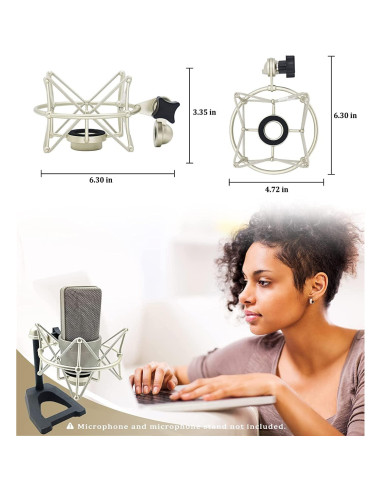 Montura de Micrófono de Metal Neumann M147 - Plata