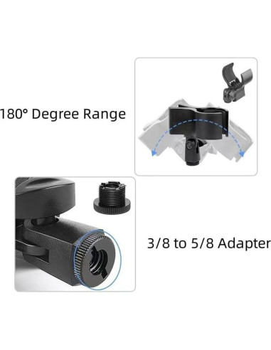 2 Clips de Soporte para Micrófono con Adaptadores 5/8" a 3/8"