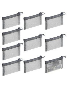 Bolsas de Malla con Cremallera Frienda - 10 Pcs Mini Cosméticos 7.62x10.16cm Gris
