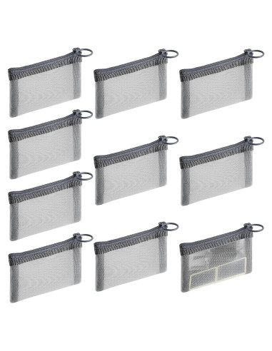Bolsas de Malla con Cremallera Frienda - 10 Pcs Mini Cosméticos 7.62x10.16cm Gris
