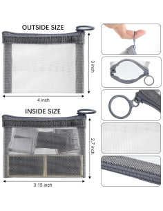 Bolsas de Malla con Cremallera Frienda - 10 Pcs Mini Cosméticos 7.62x10.16cm Gris 2