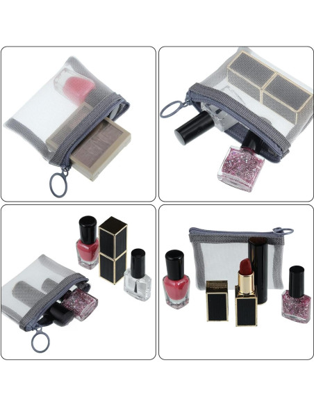 Bolsas de Malla con Cremallera Frienda - 10 Pcs Mini Cosméticos 7.62x10.16cm Gris