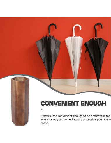 Soporte de Paraguas de Madera Alipis con Bandeja de Goteo