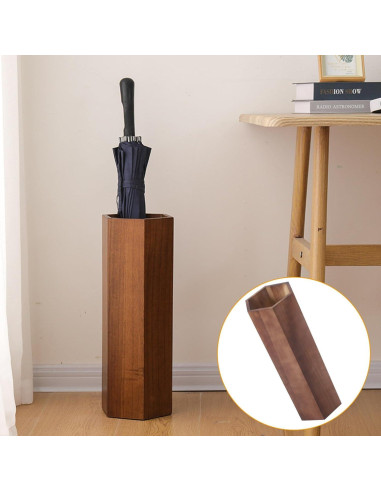 Soporte de Paraguas de Madera Alipis con Bandeja de Goteo