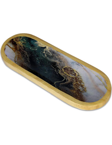 Soporte de Incienso Yajna de Madera Ágata Verde Blanca