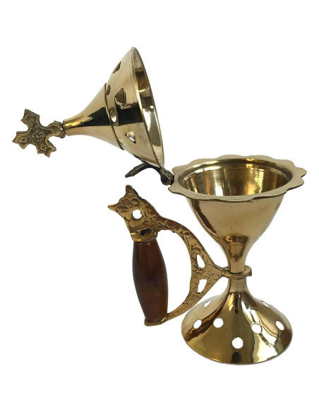 Horno de Incienso Pedestal Griego de Latón 14 cm