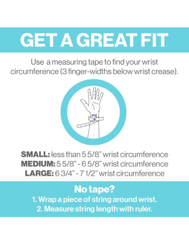 Blisslets Pulsera de Alivio de Náuseas - Mediana 14.3-16.8 cm